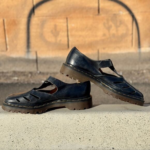 Vintage Made in England Dr. Martens Polley Mica Cut Out Mary Janes Size 7 - Picture 8 of 11